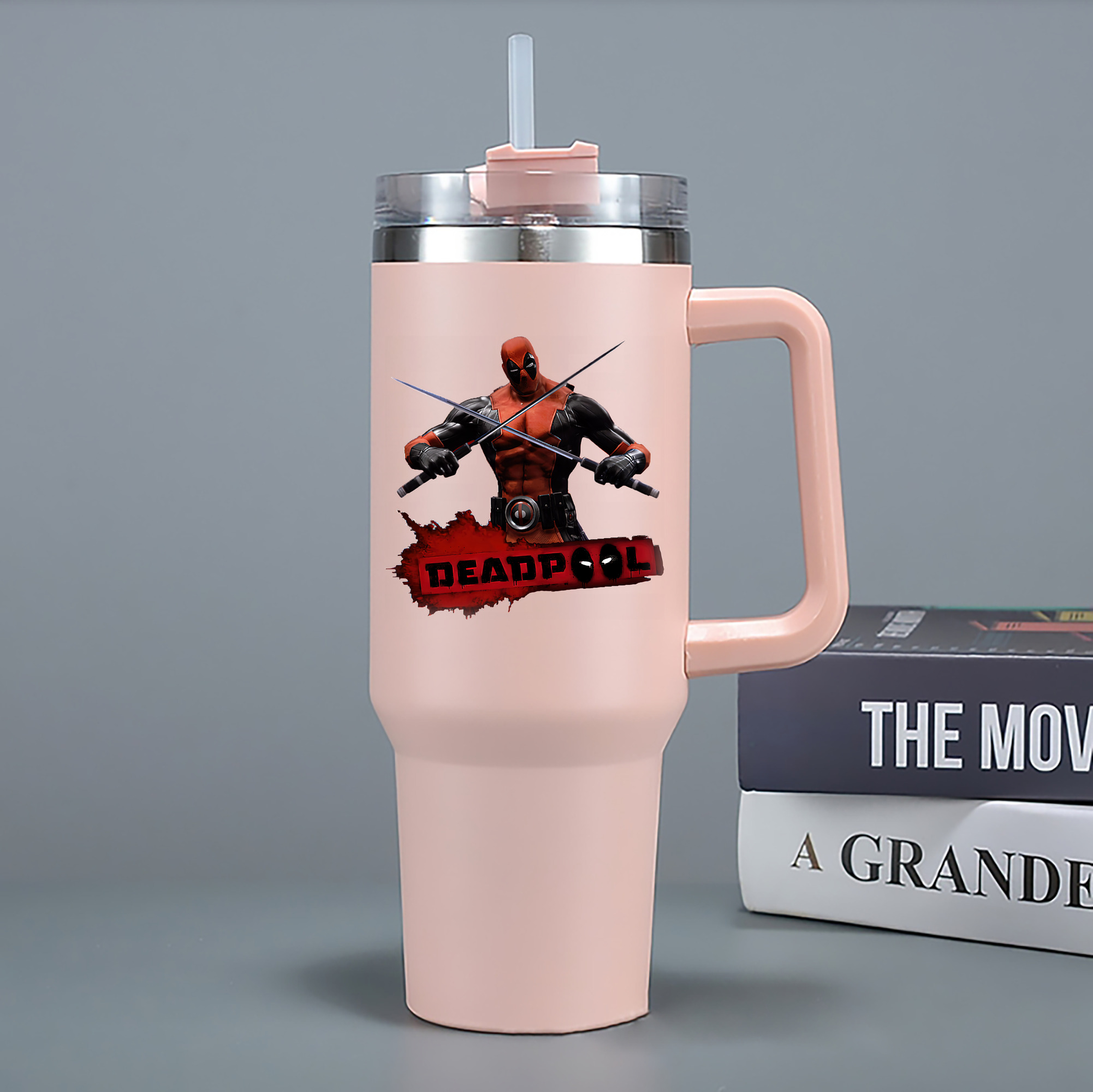 （画像用） Deadpool デッドプール 1200mL車用タンブラー - クリスタルステッカー（プラスチックストロー付き）